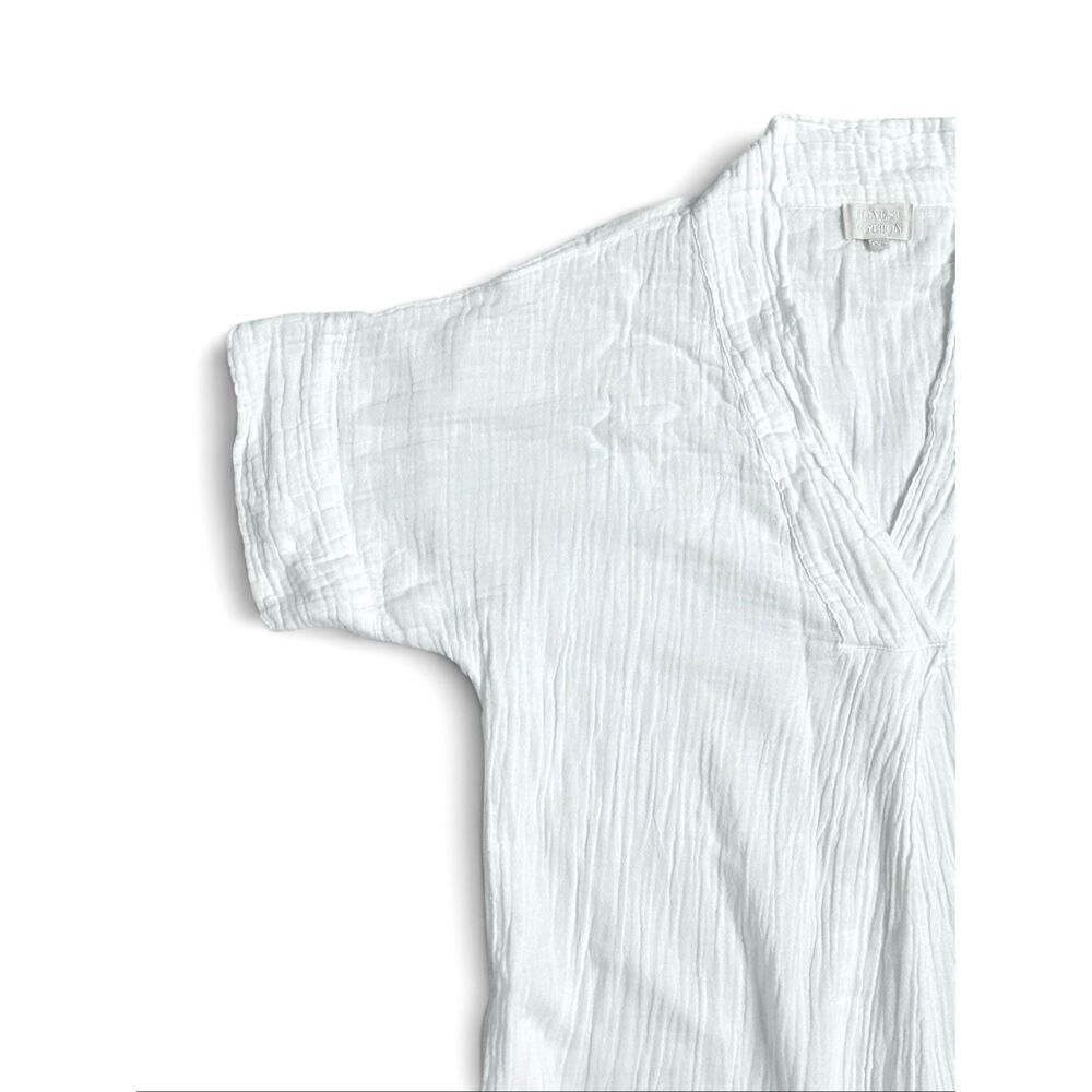 Honest Cotton White Double Gauze Maxi Caftan Dress One Size Resort Vacation - Picture 9 of 13